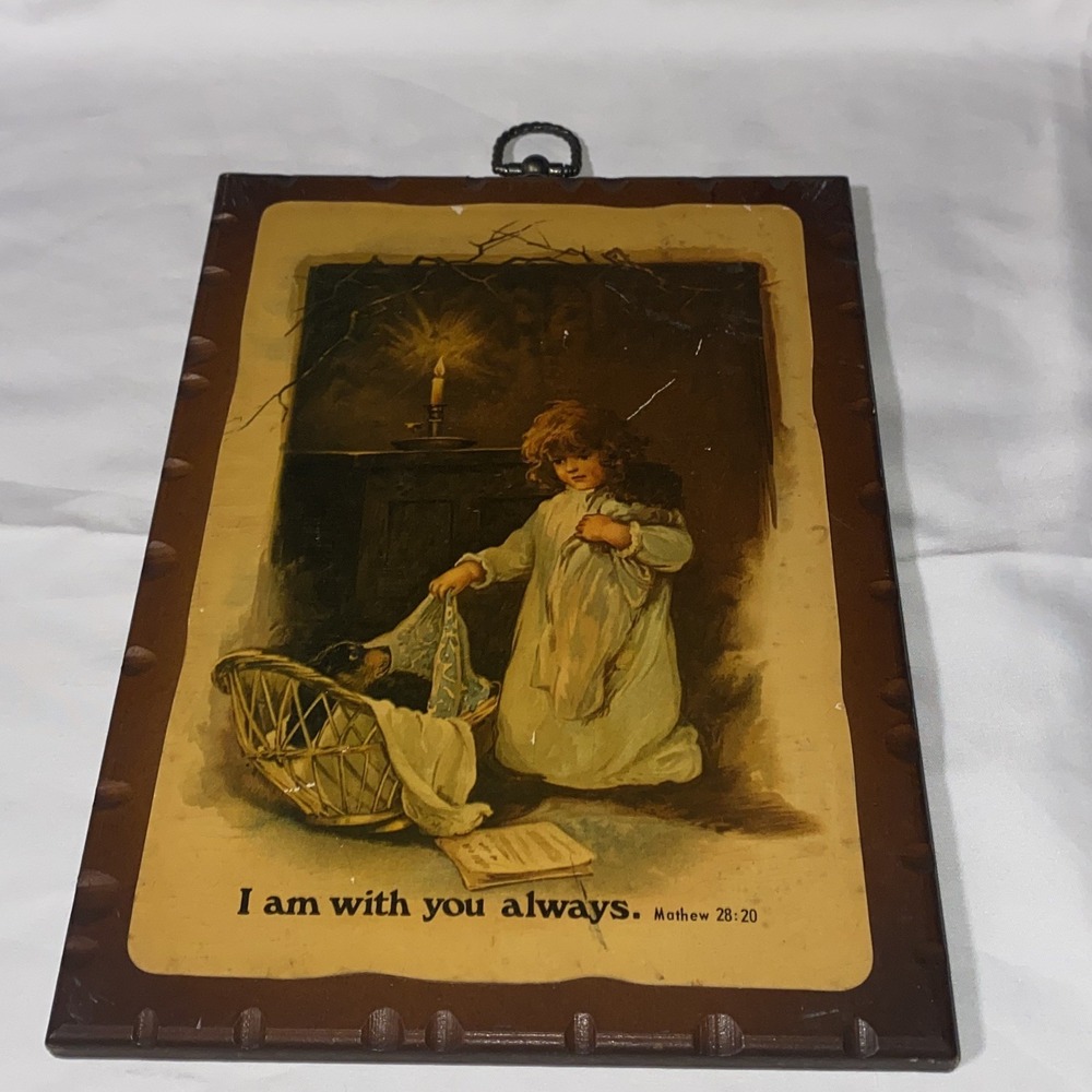 Vintage 1970's Wooden Plaques "Bedtime" with Scripture 10.5x7.5